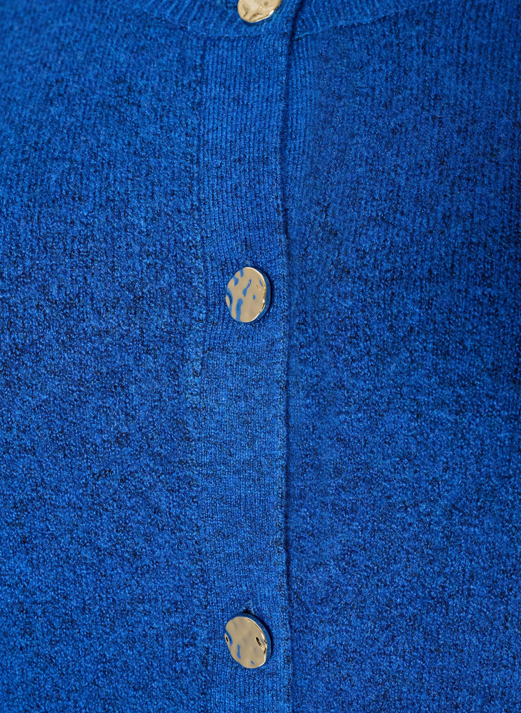 ZizziKofta i mjukt stickat med guldf&auml;rgade knappar, Turkos, Packshot image number 2