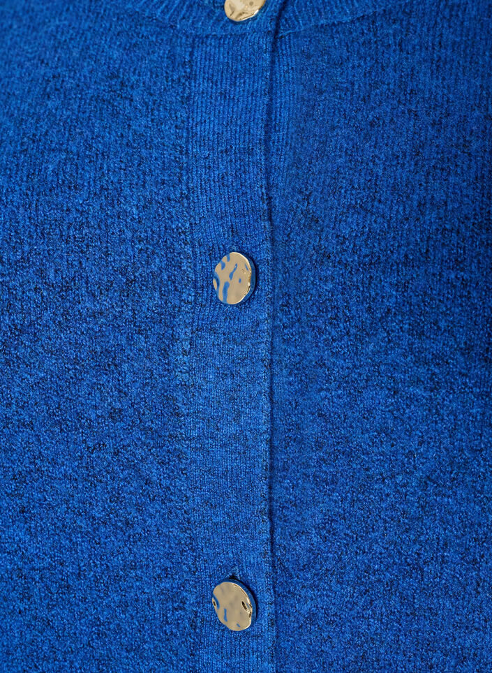 Kofta i mjukt stickat med guldf&auml;rgade knappar, Turkos, Packshot image number 2