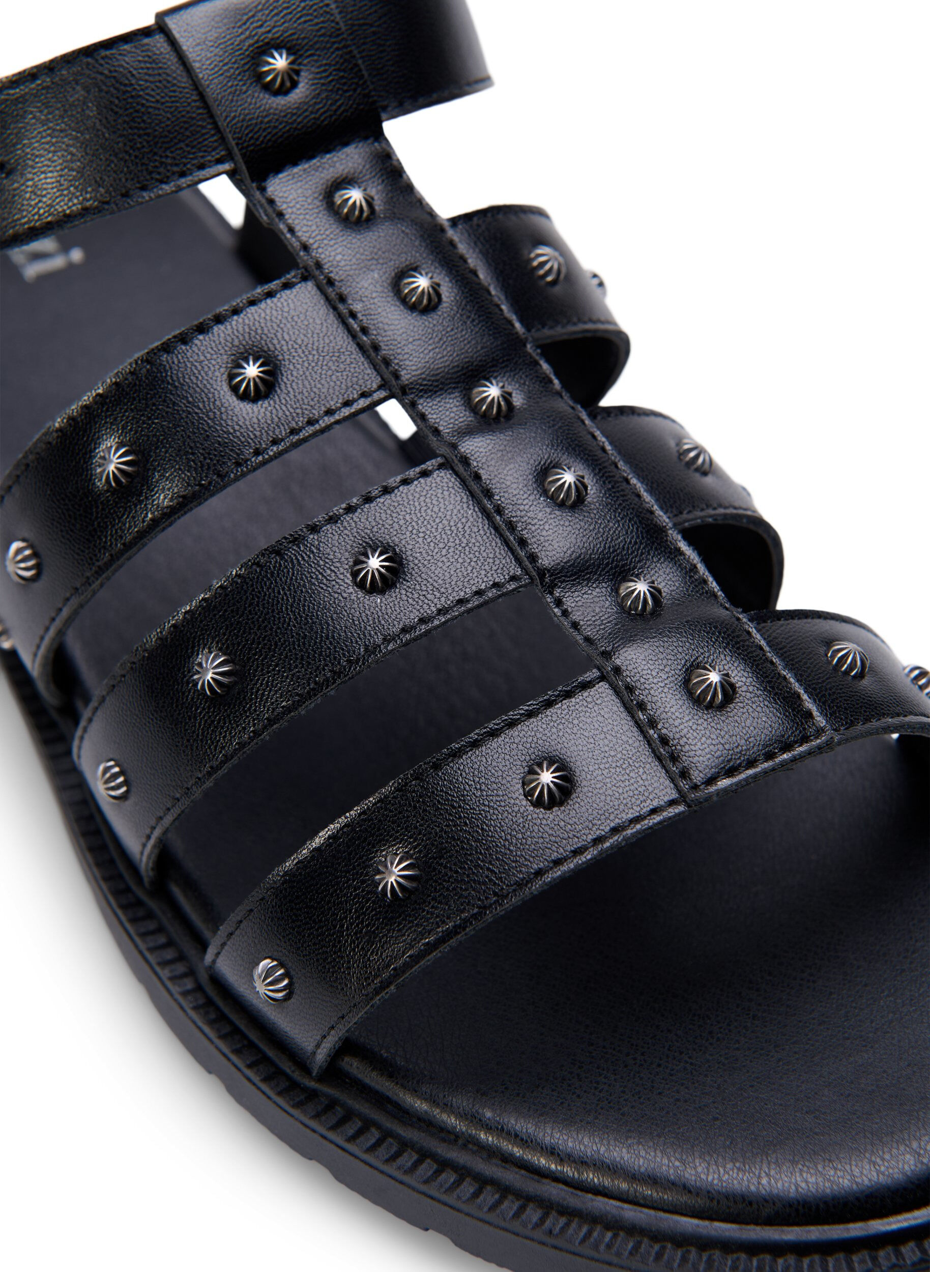 Zizzi Bred sandal med nitar, Svart, Packshot image number 3