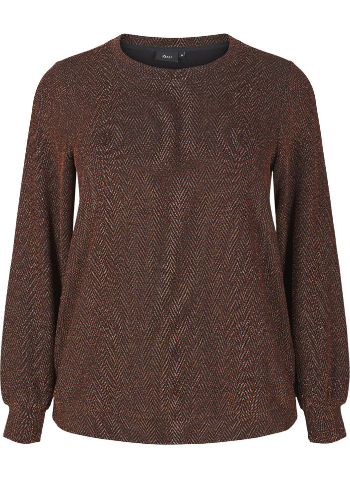 Blus med skimrande mönster, Copper ZigzagShimmer, Packshot image number 0