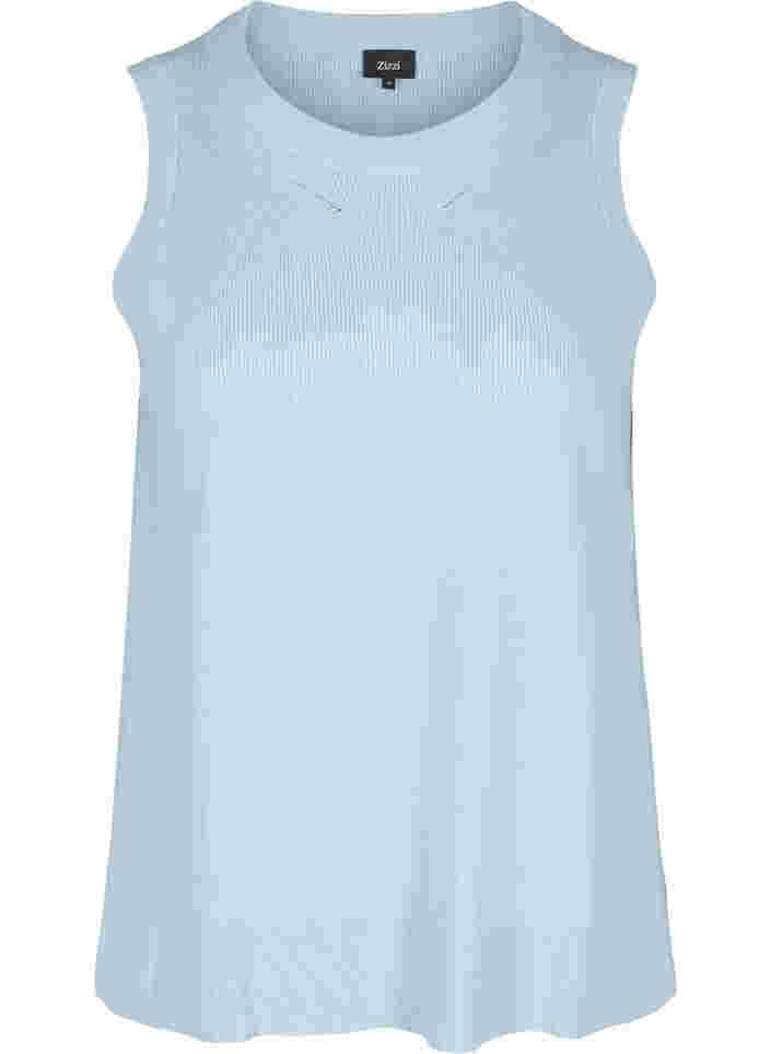 Stickad väst med rund halsringning och slits, Chambray Blue Mel., Packshot image number 0