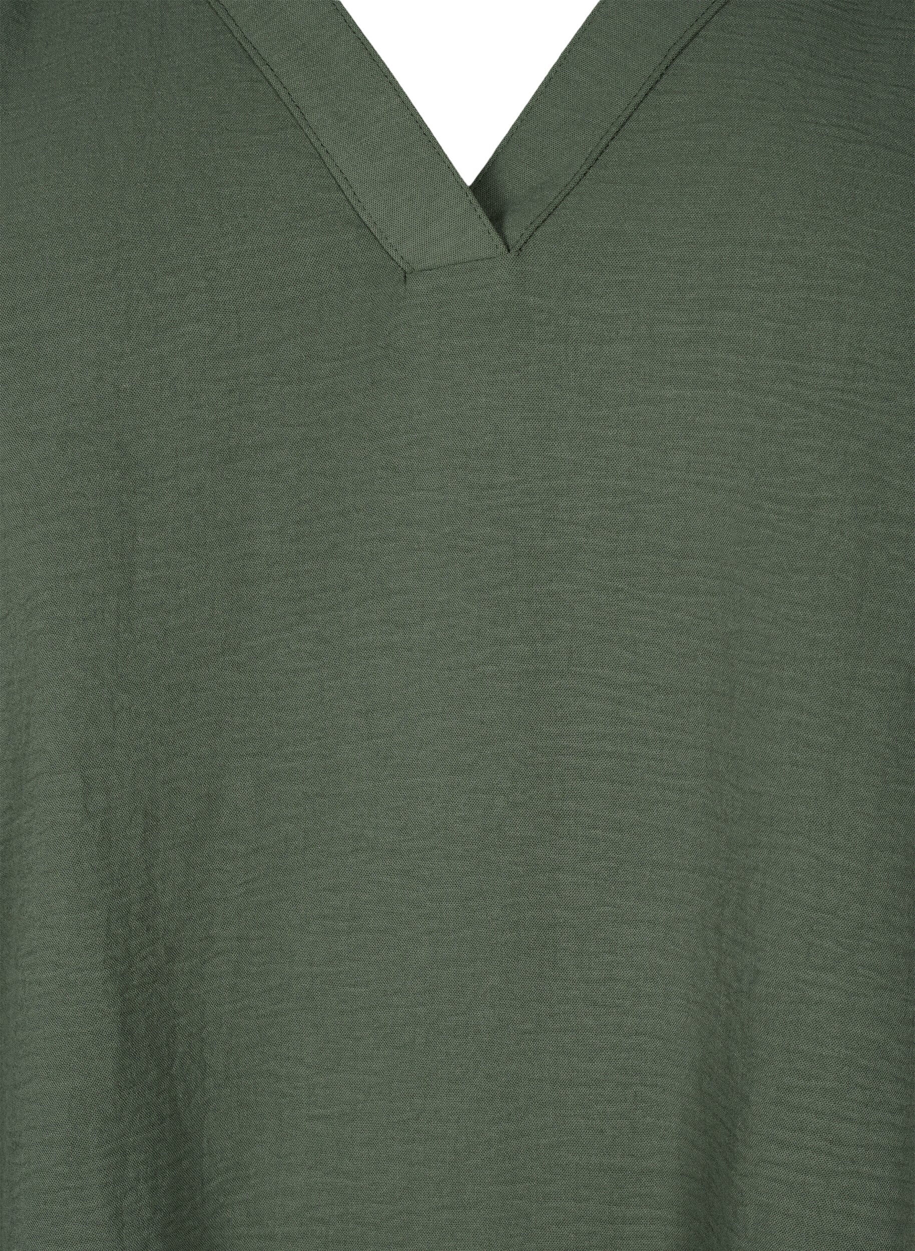 Zizzi&Auml;rml&ouml;s topp med rynkdetaljer, Gr&ouml;n, Packshot image number 2