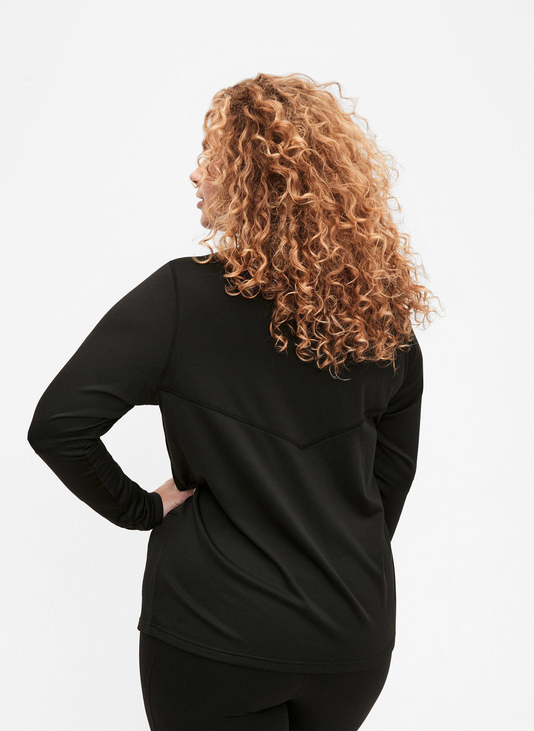 Zizzi Baselayer blus med fickor och mesh, Black, Model image number 1