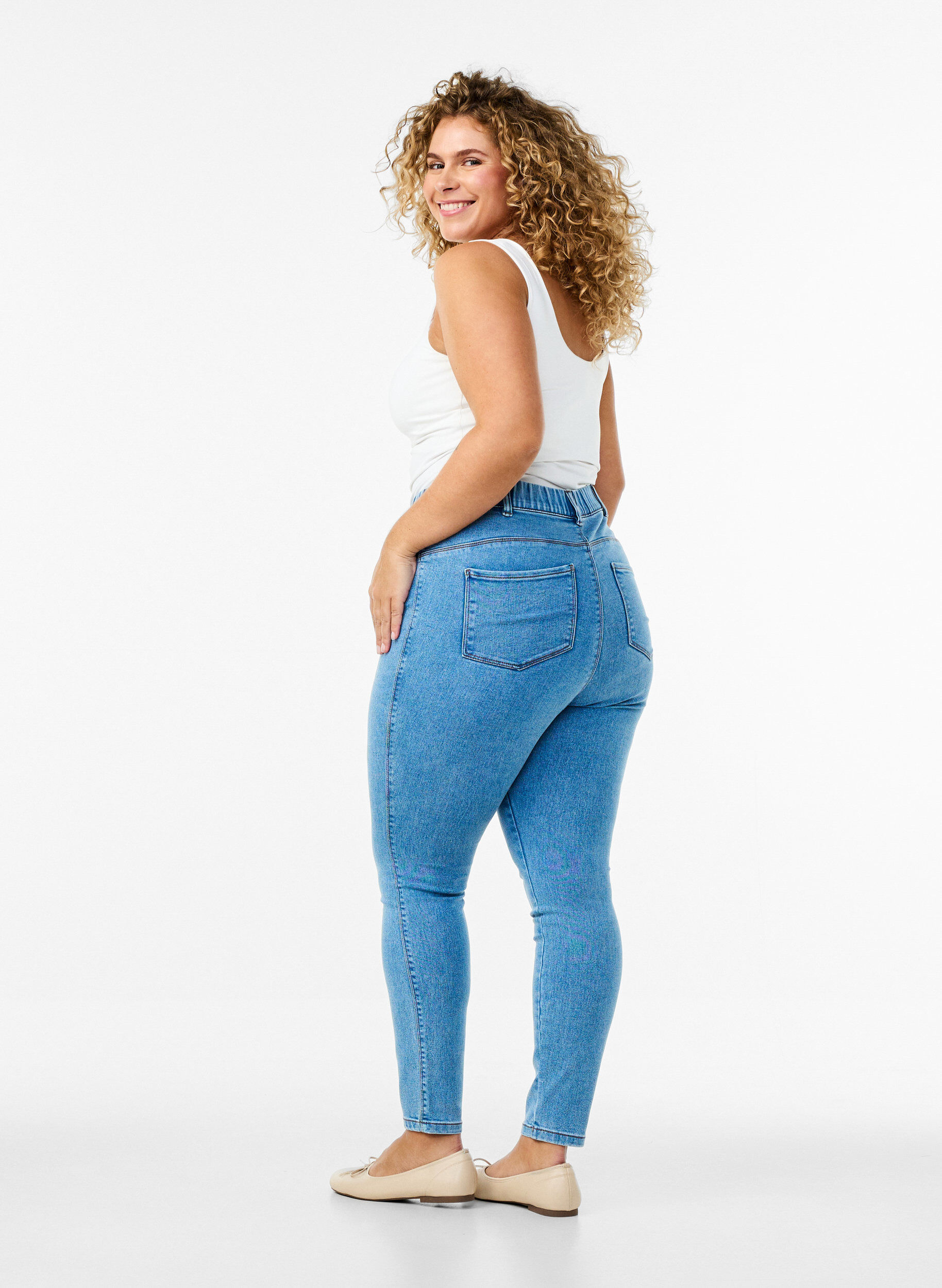 Zizzi Jeggings med h&ouml;g midja, Bl&aring;, Model image number 1