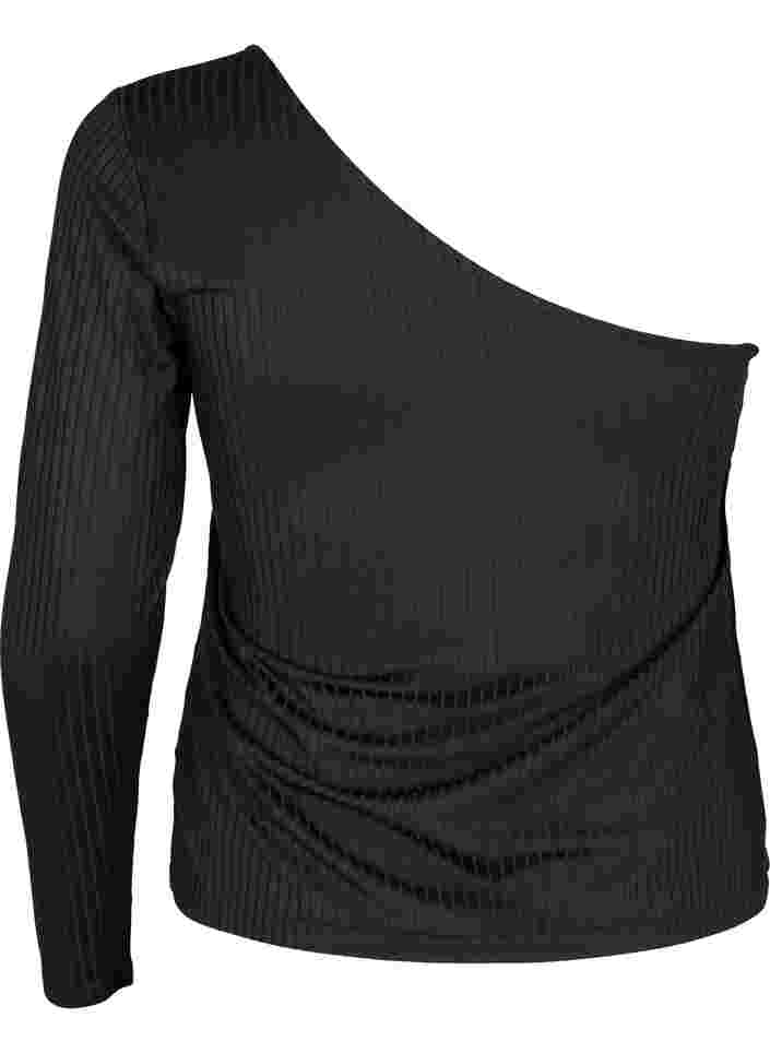 One-shoulder-topp, Black, Packshot image number 1