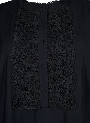 Klänning i viskos med virkade detaljer, Black, Packshot image number 2