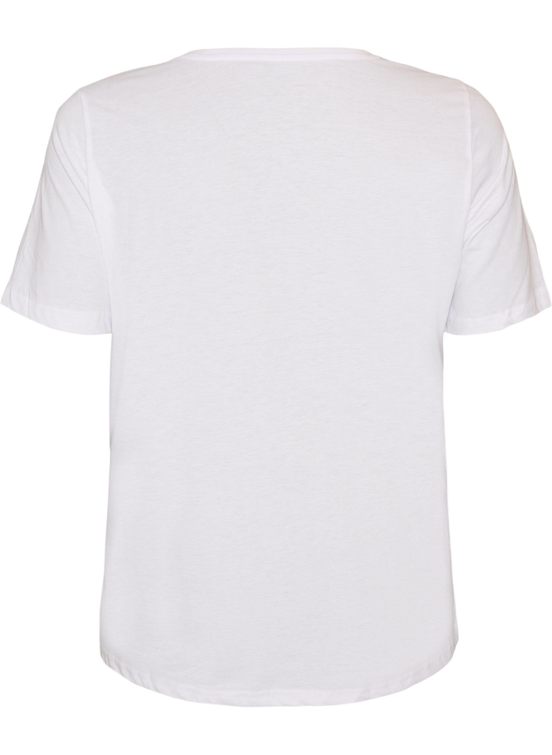 ZizziT-shirt med tryck, Vit, Packshot image number 1
