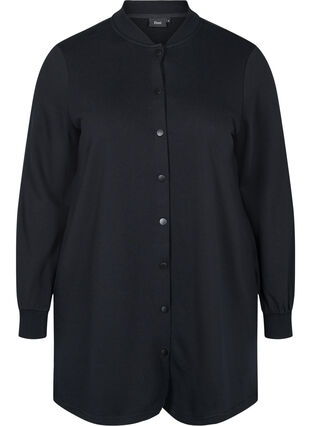 Sweatshirtjacka med knappar, Black, Packshot image number 0
