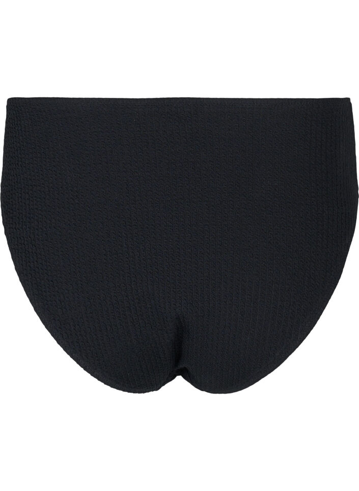 Crêppad bikinitrosa med hög midja, Black, Packshot image number 1