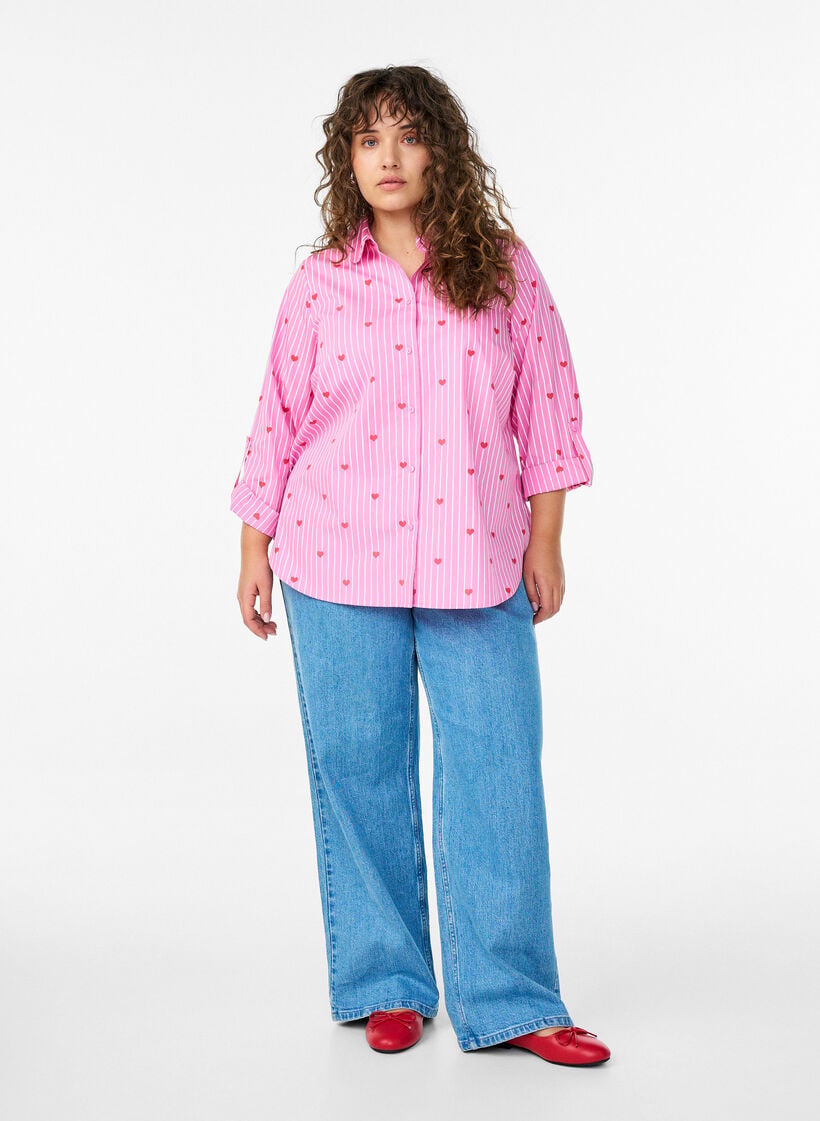 Jeans med vida ben och h&ouml;g midja, Bl&aring;, Model image number 0