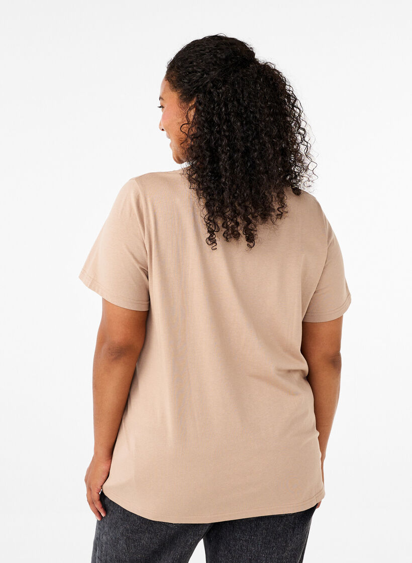 T-shirt i bomull med tryck, S. Mink w. Flower, Model image number 1