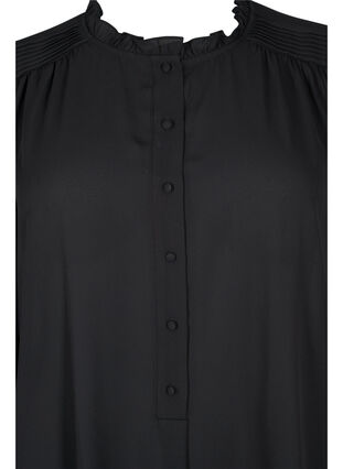 Tunika med volangkrage och långa ärmar, Black, Packshot image number 2