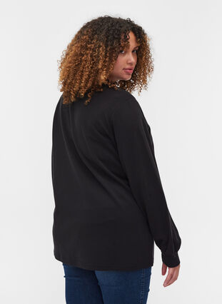 Sweatshirt med rund hals och långa ärmar, Black, Model image number 1