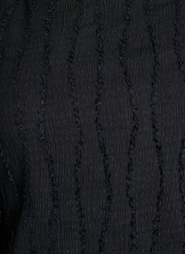 Blus i jersey med v&aring;gig struktur, Svart, Packshot image number 2