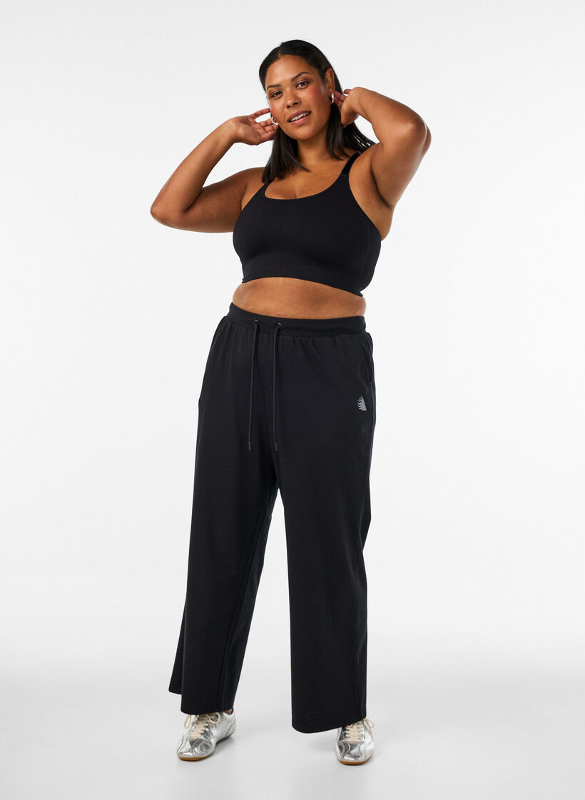 S&ouml;ml&ouml;s ribbad sport-BH, Svart, Model image number 1
