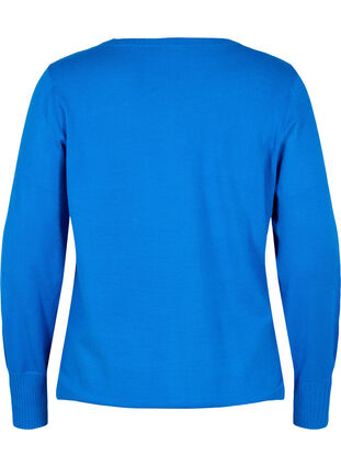 Enfärgad stickad tröja med ribbade detaljer, Skydiver Mel., Packshot image number 1
