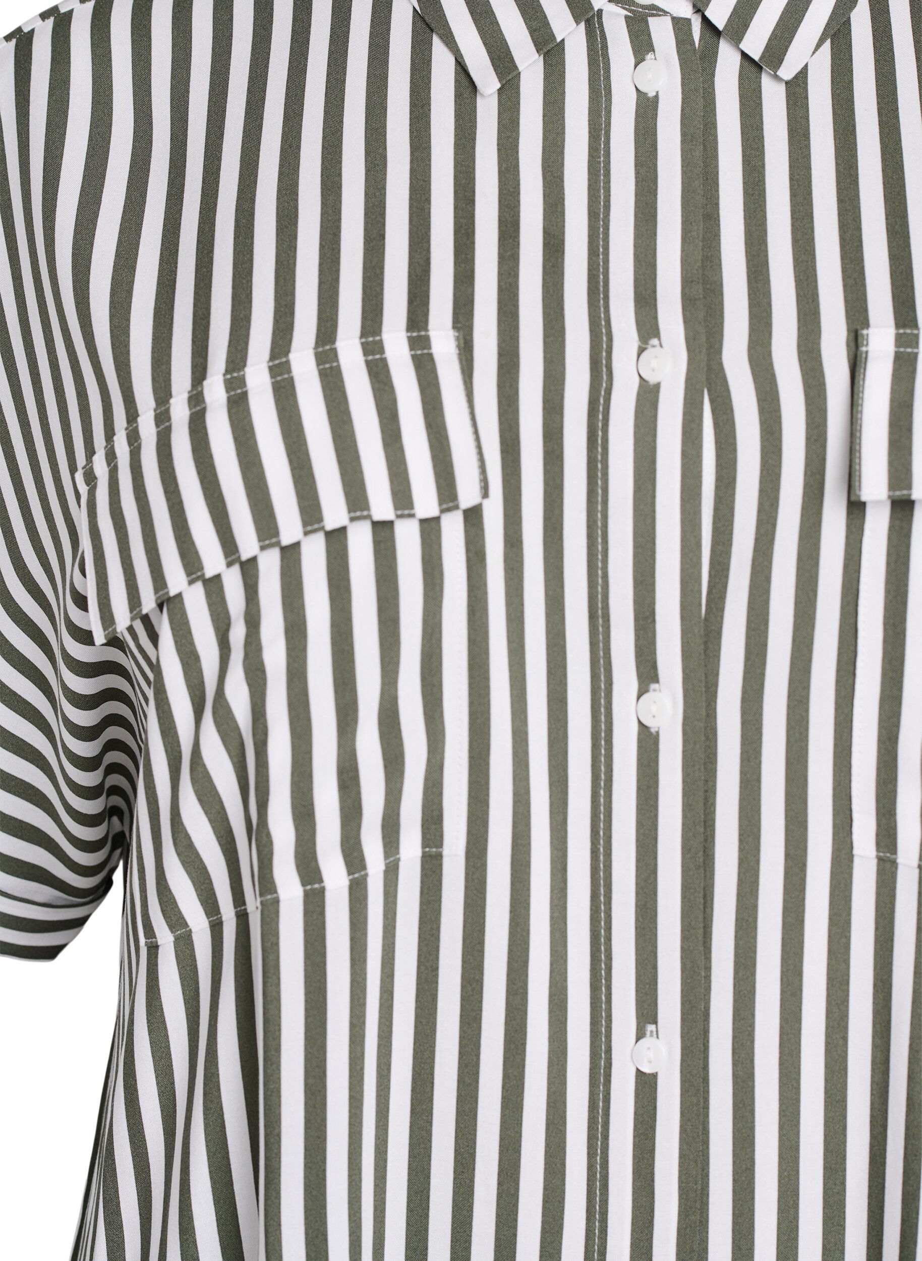 Zizzi L&aring;ng skjortkl&auml;nning med korta &auml;rmar, Gr&ouml;n, Packshot image number 2