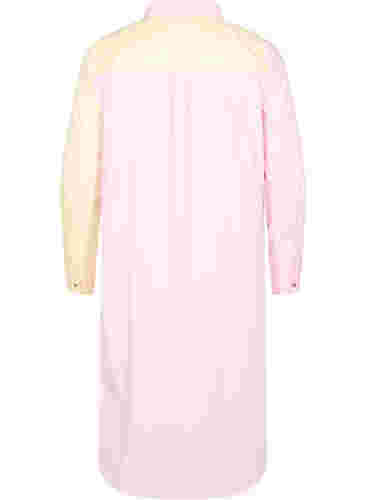 Lång bomullsskjorta med colour-block, Popcorn/Pink, Packshot image number 1