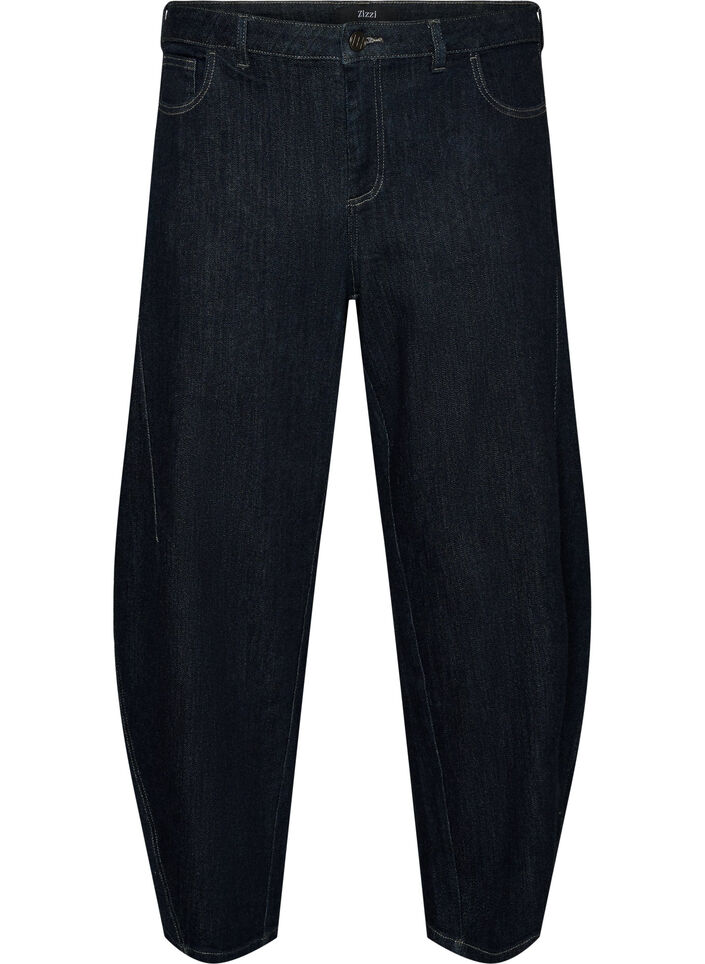 Barrel fit-jeans med h&ouml;g midja, Bl&aring;, Packshot image number 0