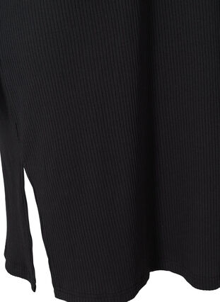 Ribbad klänning med korta ärmar och slits, Black, Packshot image number 3