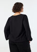 Viskosblus med V-ringning och ballongform, Svart, Model image number 2