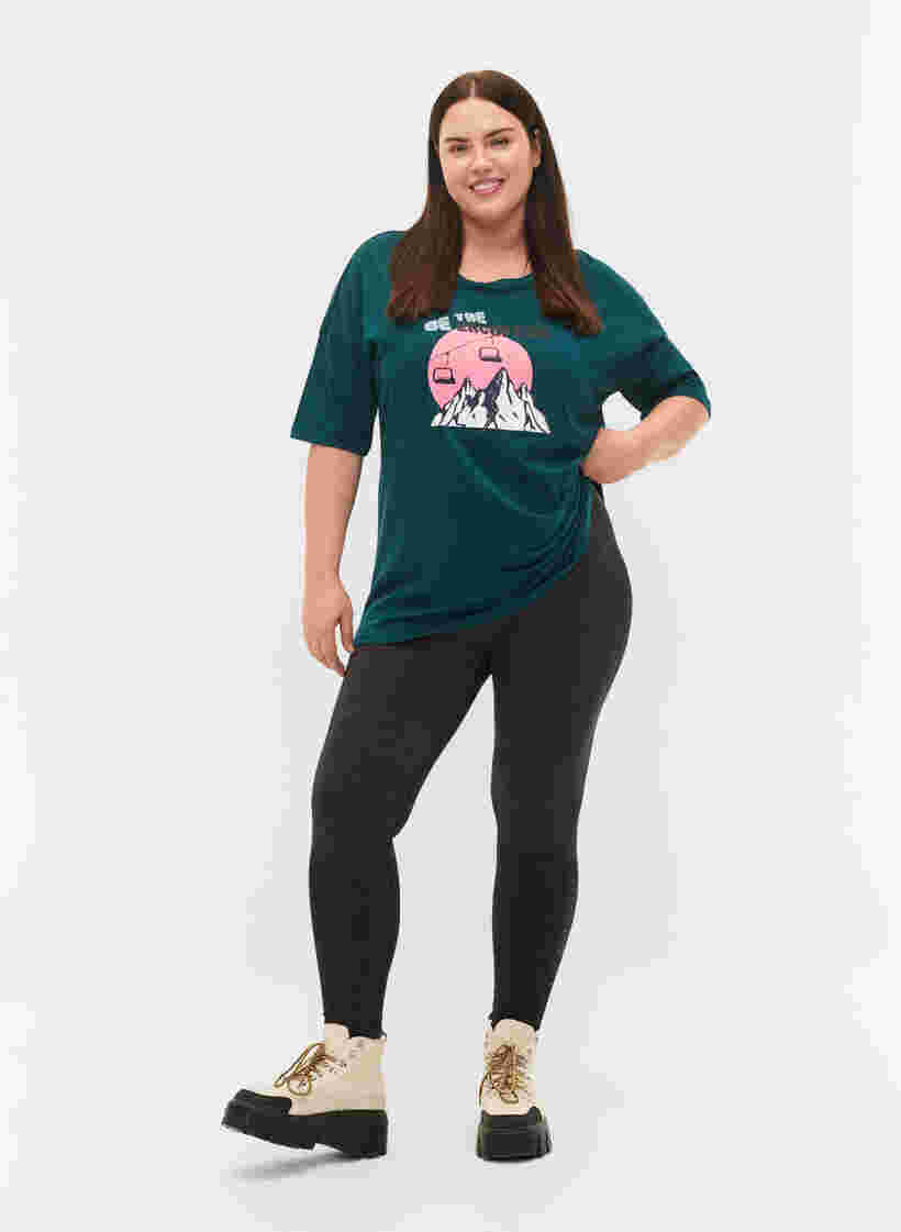 T-shirt i bomull med tryck, Deep Teal/Sea Pink, Model image number 2