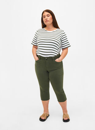 Randig T-shirt i ekologisk bomull, Thyme Stripe, Model image number 2