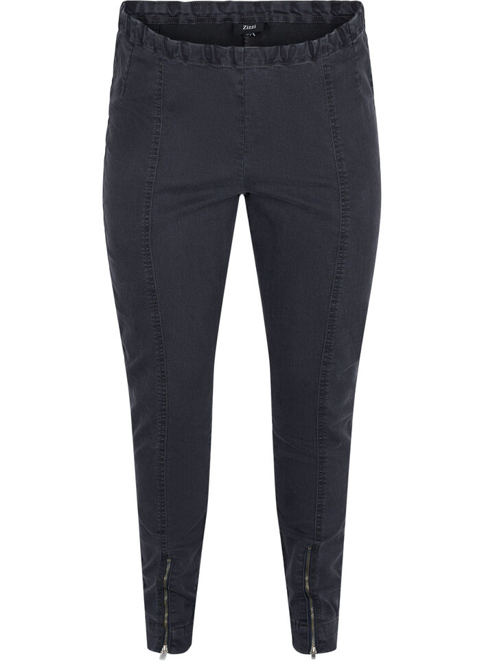 Jeggings med dragkedja, Grey Wash, Packshot image number 0