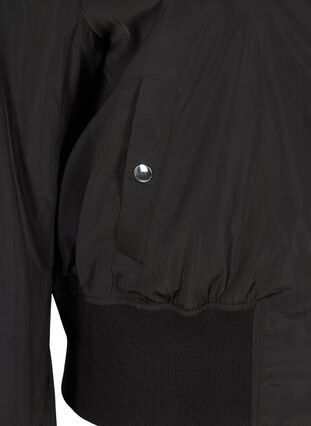 Bomberjacka med fickor och ribbstickade detaljer, Black, Packshot image number 3