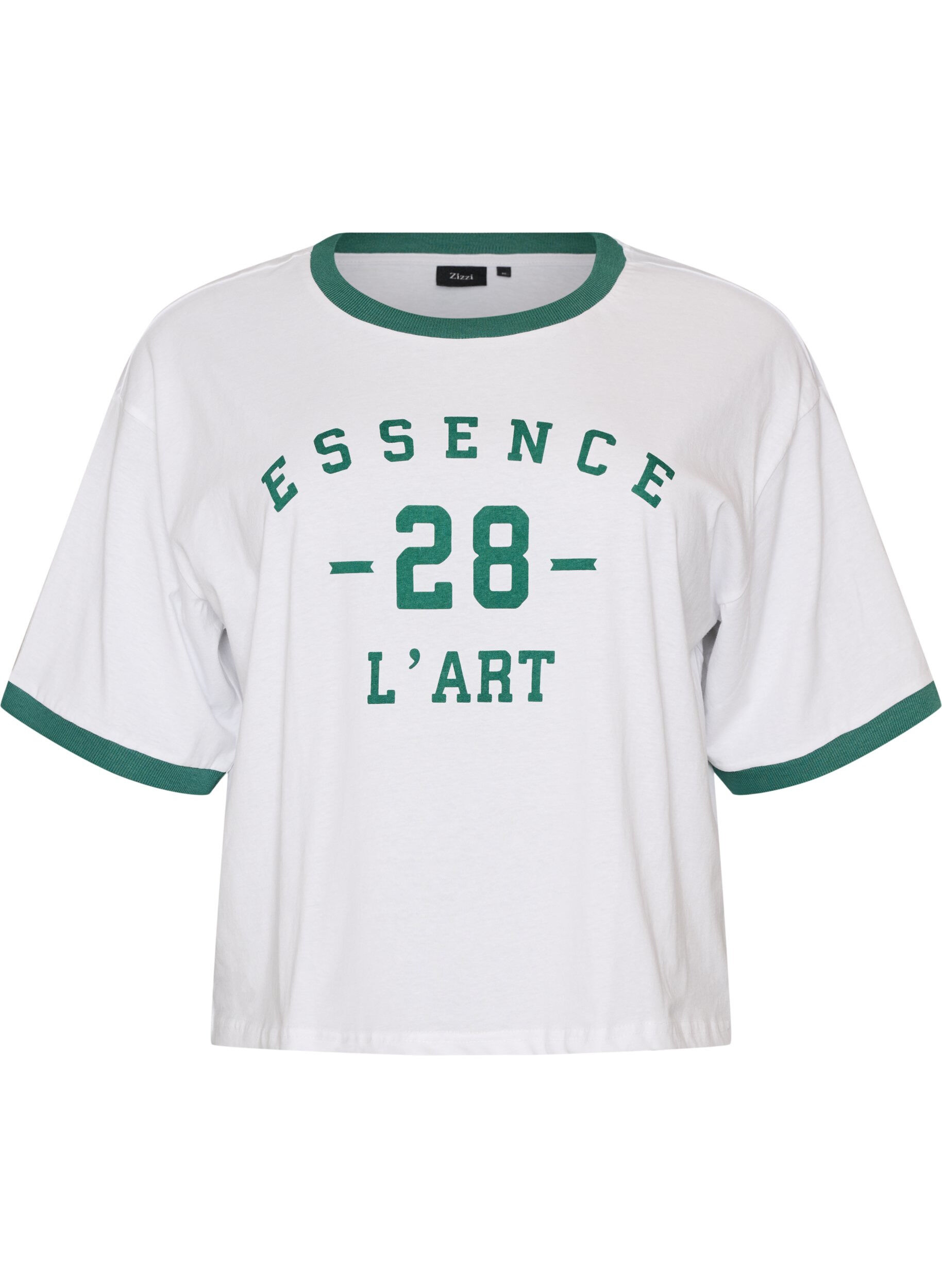 T-shirt i bomull med texttryck och boxig passform