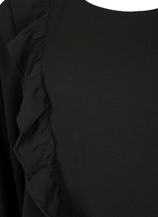 Långärmad blus med volanger, Black, Packshot image number 2
