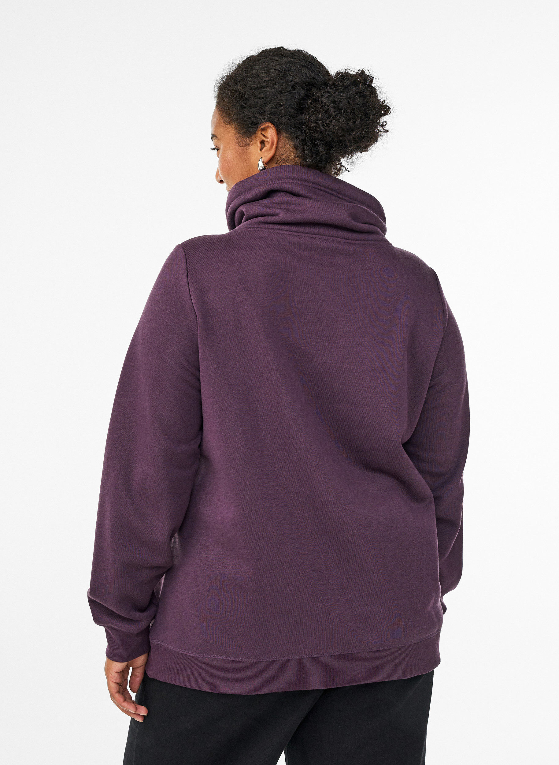 ZizziSweatshirt med h&ouml;g krage och fickor, Lila, Model image number 2