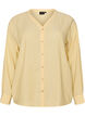 Blus i linne och viskos med v-ringning, Gul, Packshot image number 0