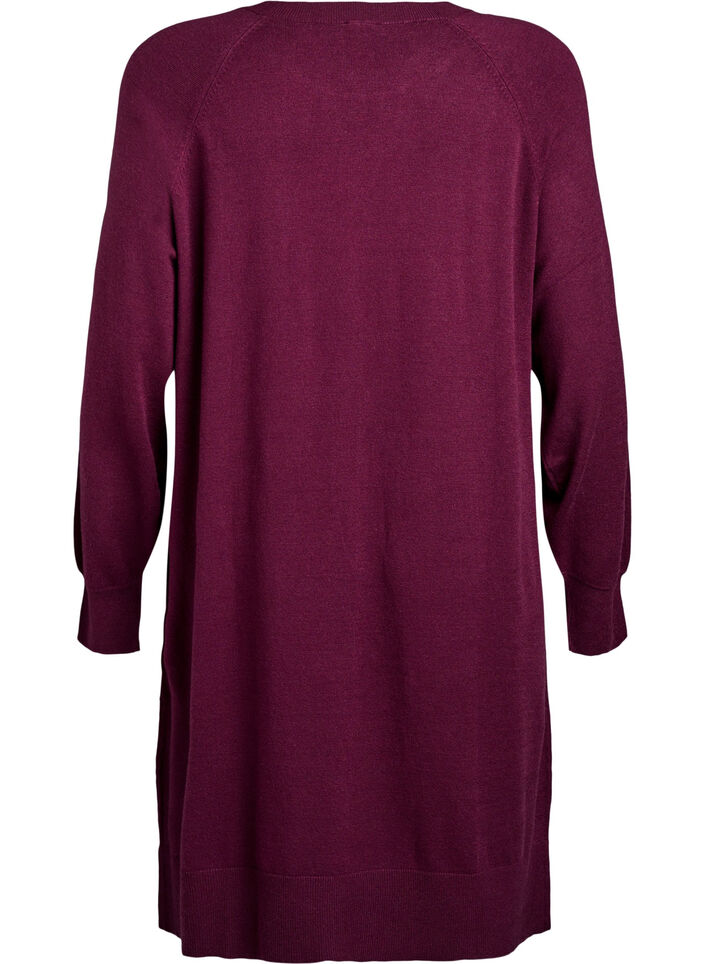 Stickad kort kl&auml;nning med raglan&auml;rm och mitts&ouml;m, R&ouml;d, Packshot image number 1