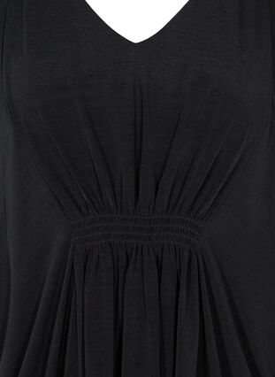Långärmad klänning med v-ringning och smock, Black, Packshot image number 2