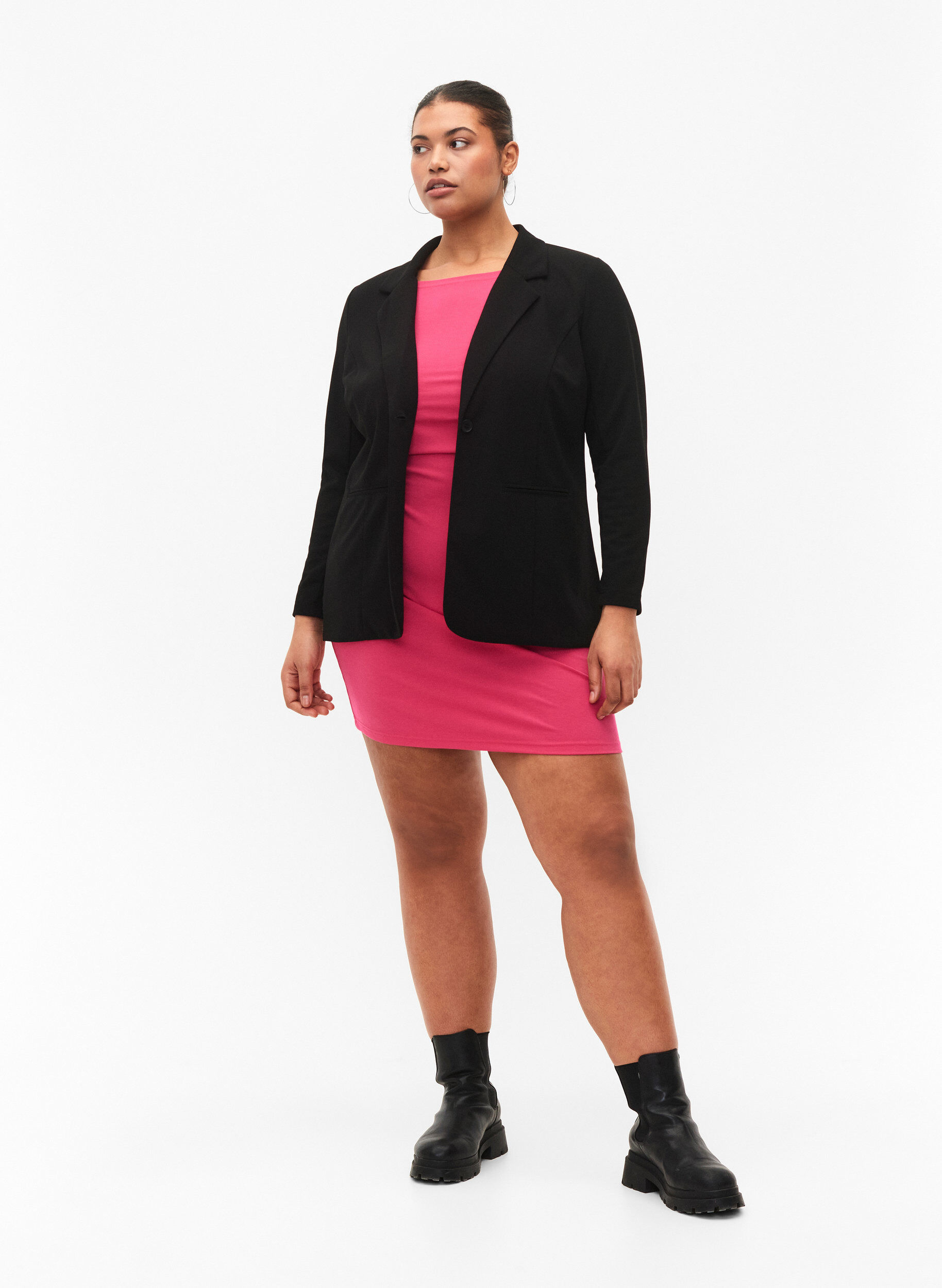 Zizzi Blazer med fickor, Black, Model image number 2