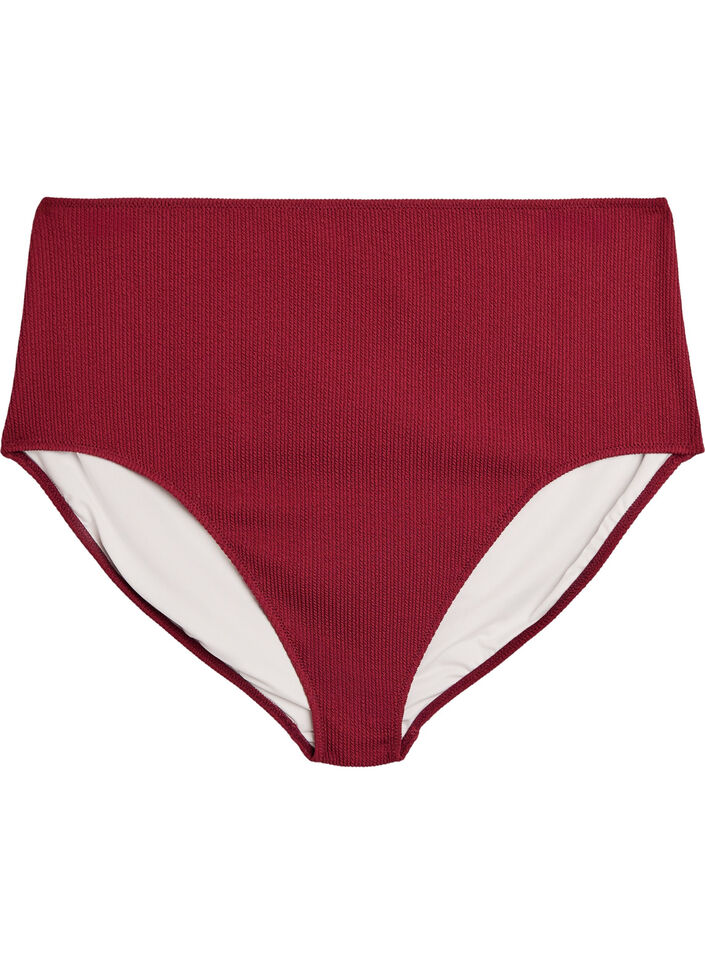 Bikinitrosa med h&ouml;g midja och struktur, R&ouml;d, Packshot image number 0