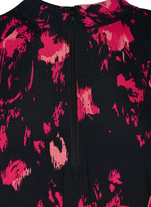 Långärmad tunika i viskos med dragkedja och mönster, Black Pink AOP, Packshot image number 2