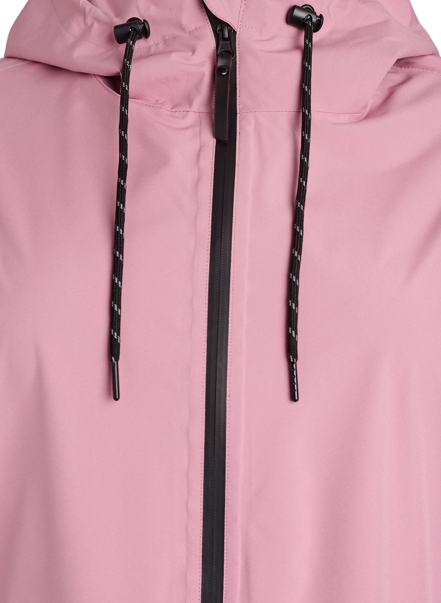 ZizziRegnjacka med fickor och huva, Rosa, Packshot image number 2