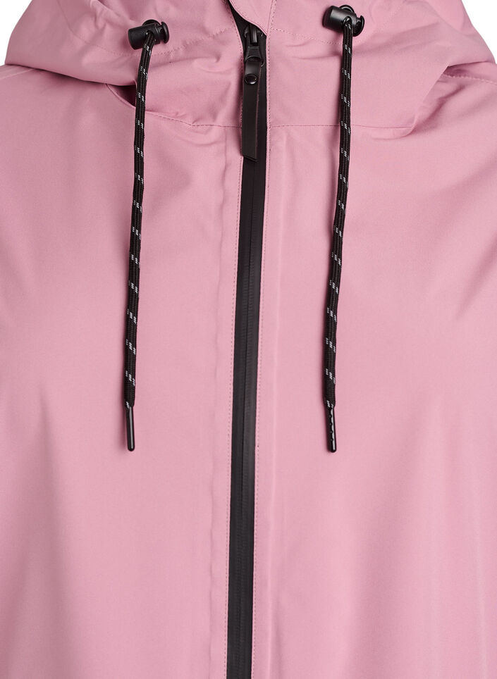 Regnjacka med fickor och huva, Rosa, Packshot image number 2