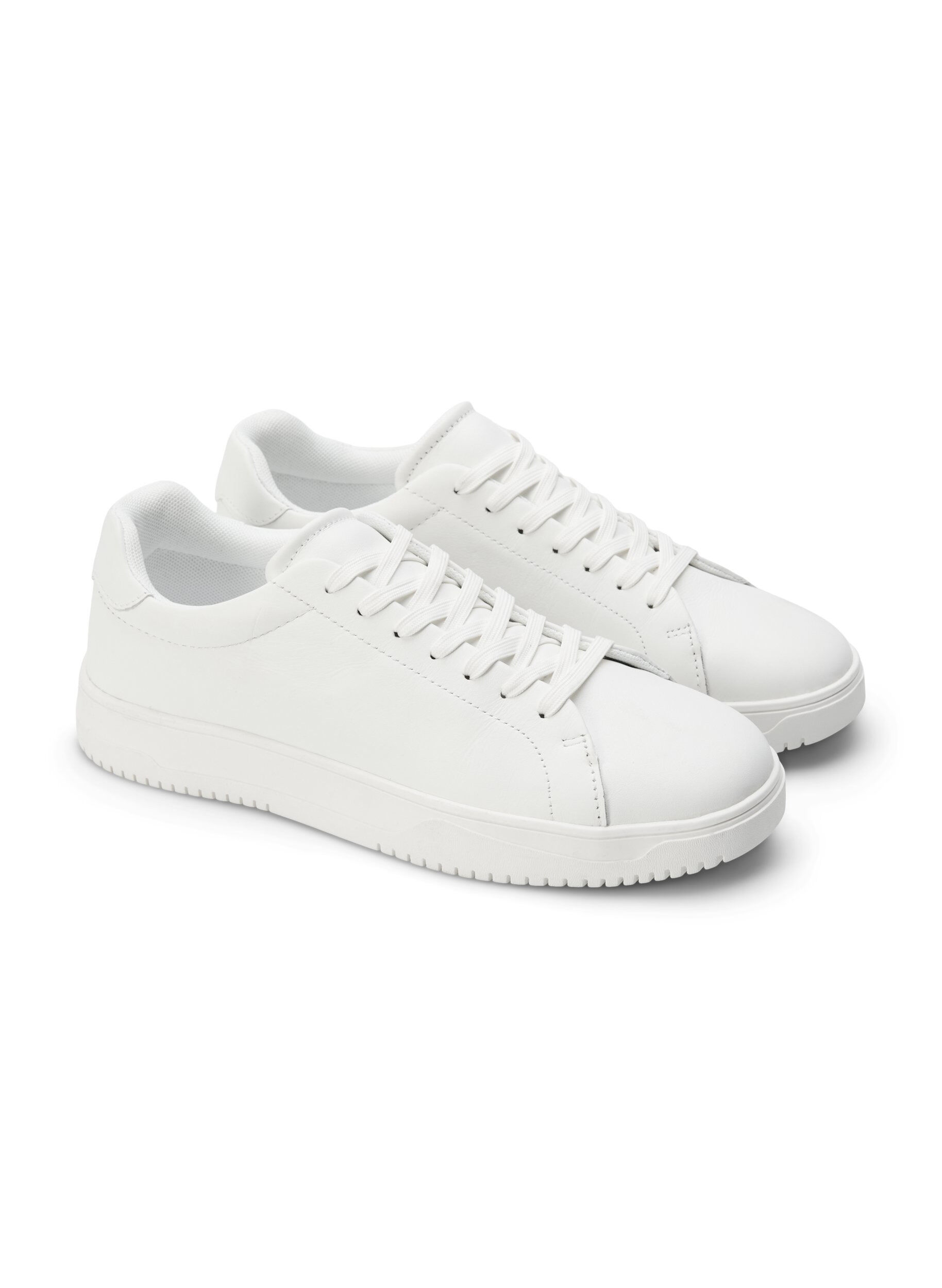 Zizzi Sneakers i l&auml;der med bred passform, White, Packshot image number 3