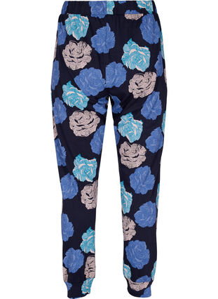 Pyjamasbyxor med blommigt mönster i bomull, Blue Flower, Packshot image number 1