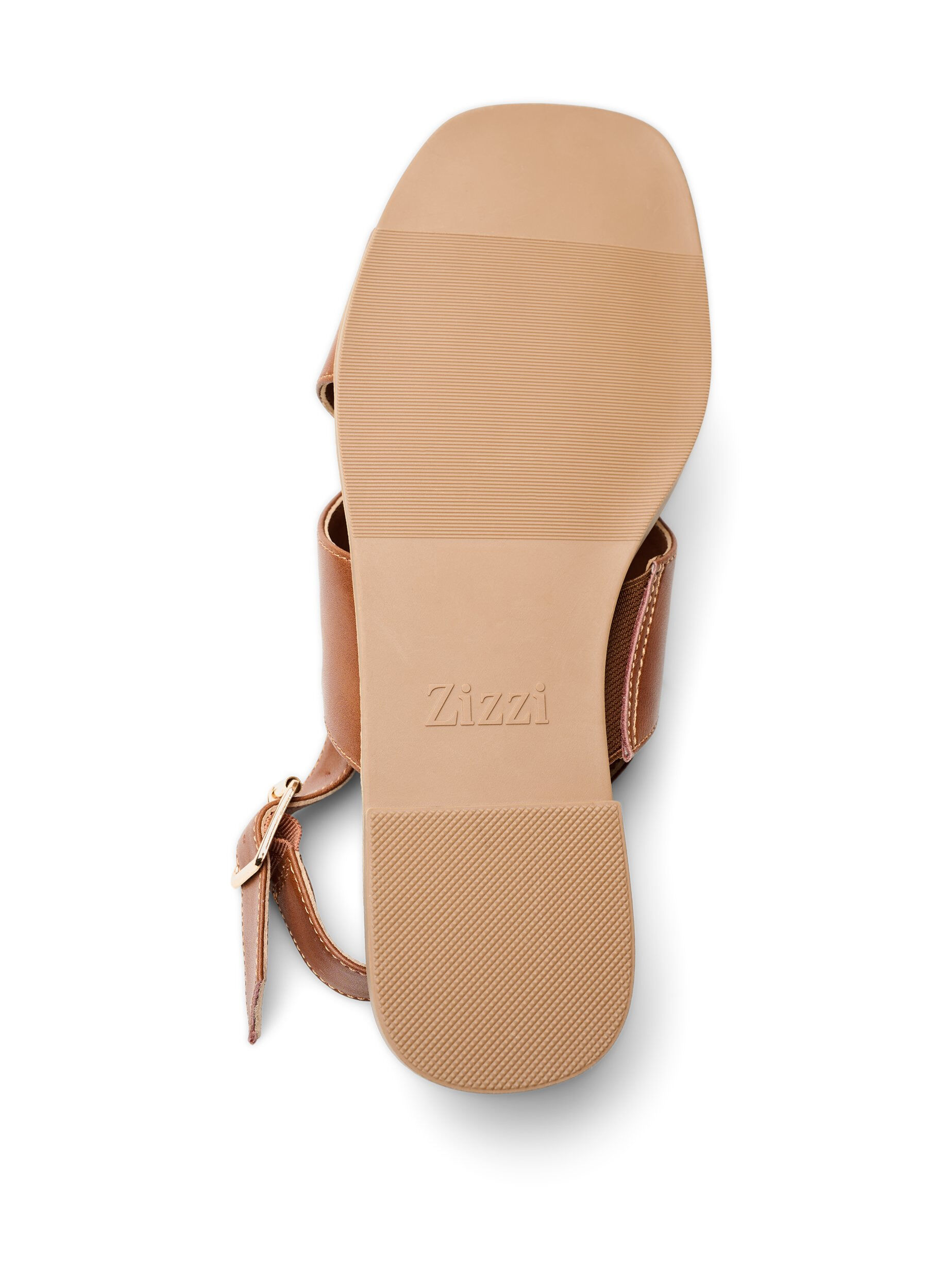 Zizzi Sandal i l&auml;der med korsade remmar, Brun, Packshot image number 4