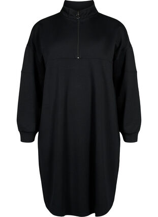 Sweatshirtklänning i modalmix med hög hals, Black, Packshot image number 0
