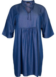 Klänning med 3/4-ärmar i lyocell (TENCEL™), Blue denim