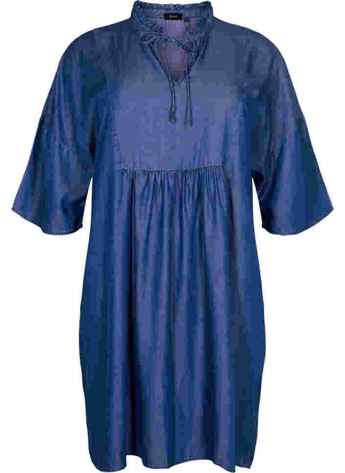 Klänning med 3/4-ärmar i lyocell (TENCEL™), Blue denim, Packshot image number 0
