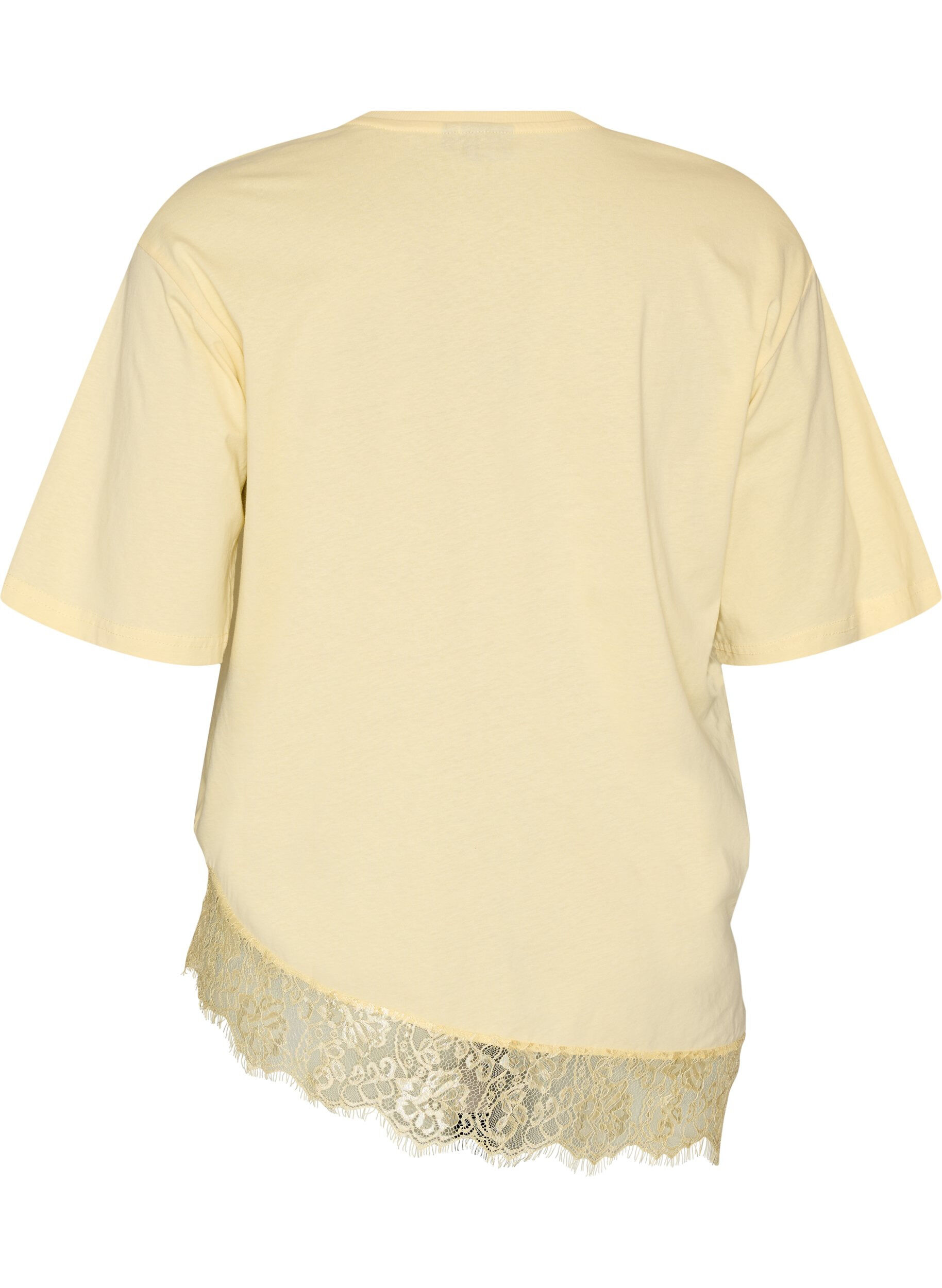 ZizziT-shirt med asymmetrisk spetskant, Gul, Packshot image number 1