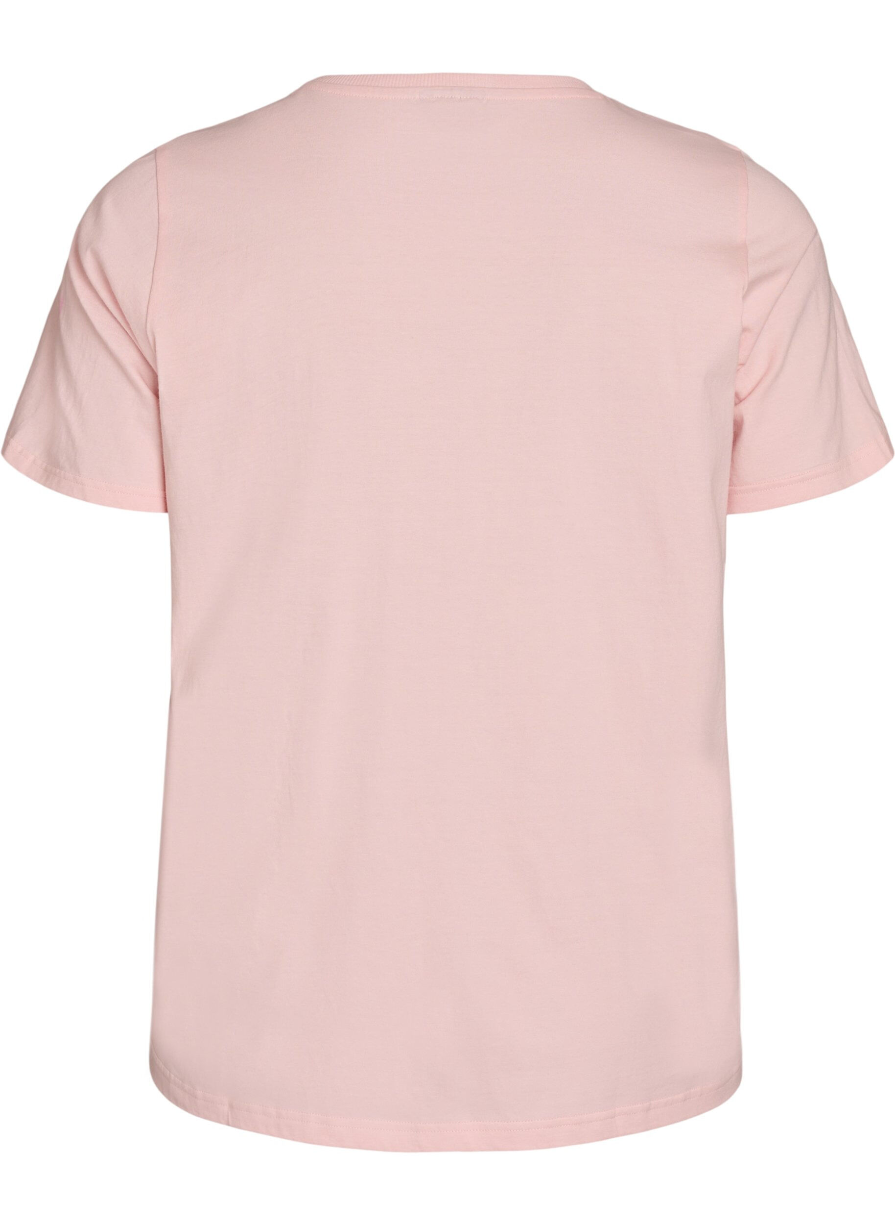 ZizziT-shirt i ekologisk bomull med tryck framtill, Rosa, Packshot image number 1