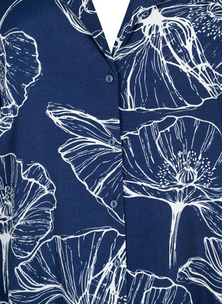 Långärmad viskosskjorta med blommönster, Navy B./Big Fl.AOP, Packshot image number 2