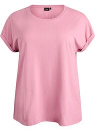 Kort&auml;rmad t-shirt i bomullsmix, Rosa